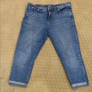 a.n.a Blue Boyfriend Jeans with Rolled Cuffs and Medium Wash